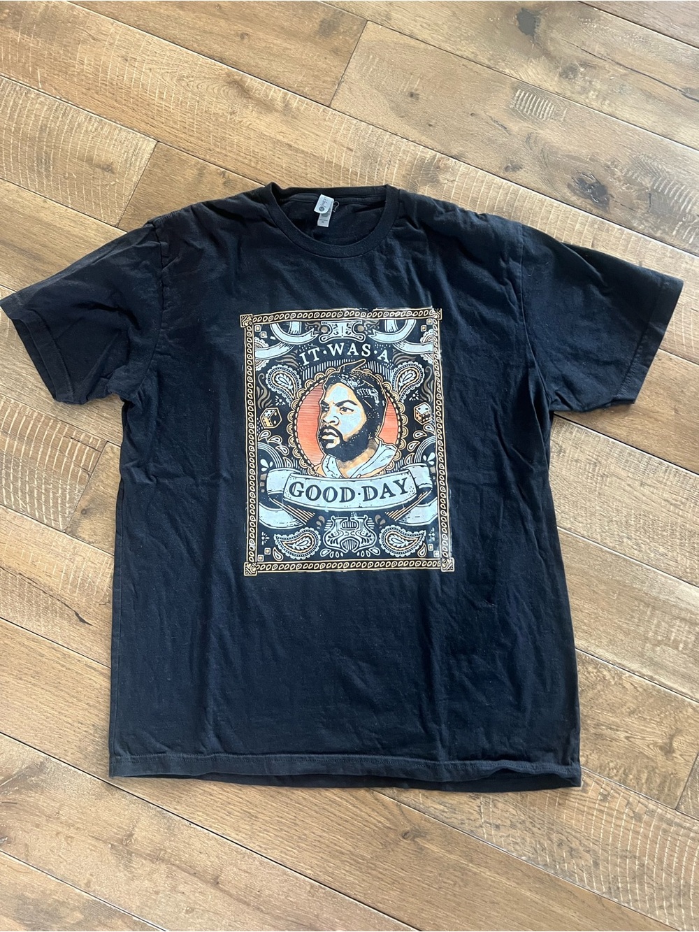 Men's Black Graphic Ice Cube 'It Was A Good Day' Short Sleeve Tee